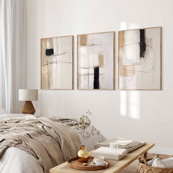 Art contemporain Beige & noir 