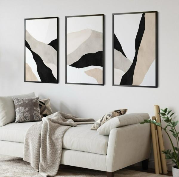 Abstrait Montagne Beige Noir 