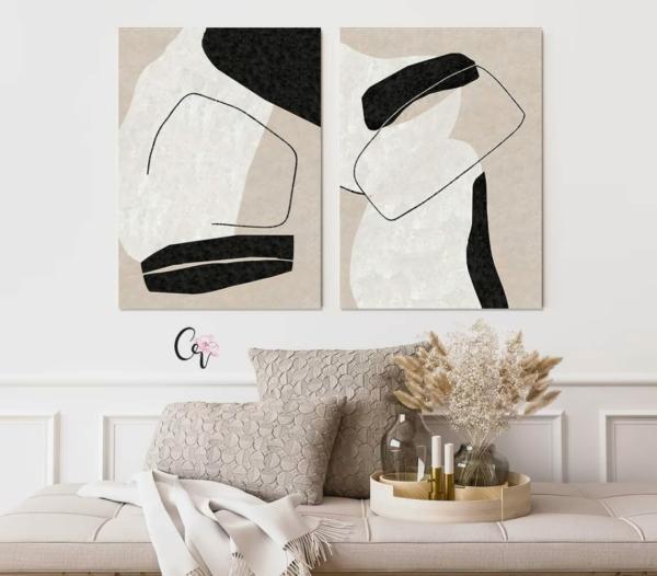 Abstrait Minimaliste  beige & noir 