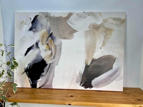 Painting abstract black & beige 