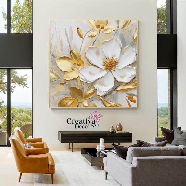 Floral blanc gold carré