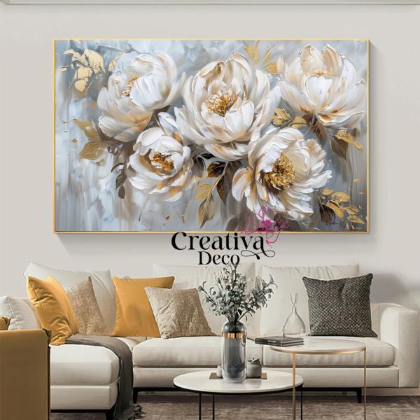 Abstrait Florale Blanc & gris