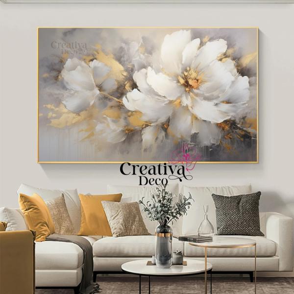 Abstrait  Fleur Blanche & Gris 