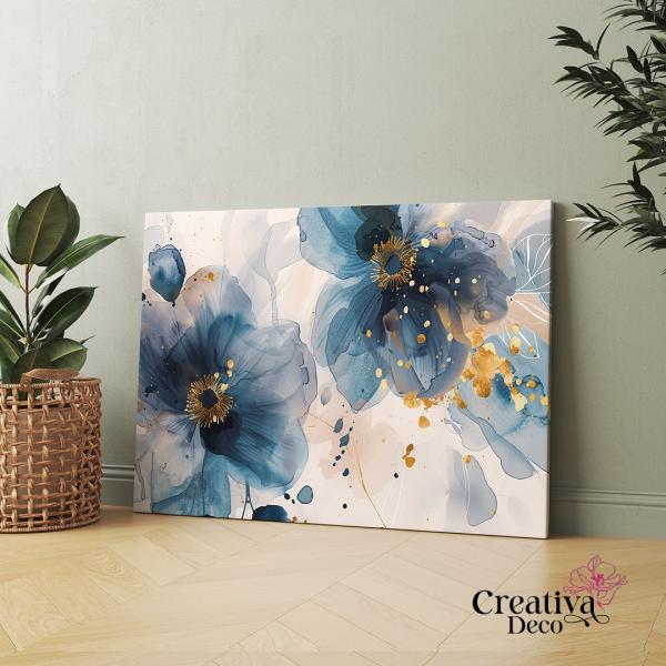 Fleurs Bleu avec touche dorée 