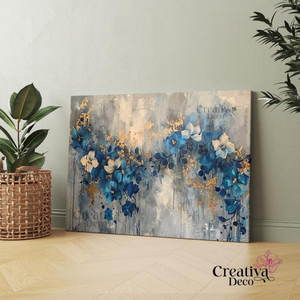 Abstrait Floral Bleues et touche Dorées 