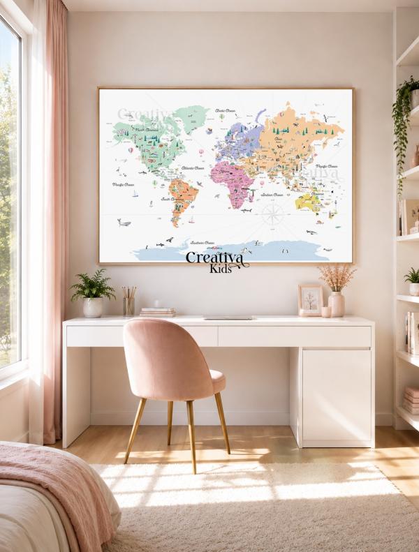 Carte du monde Rose