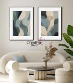 Duo  Abstrait nuance Bleu , gris , beige 