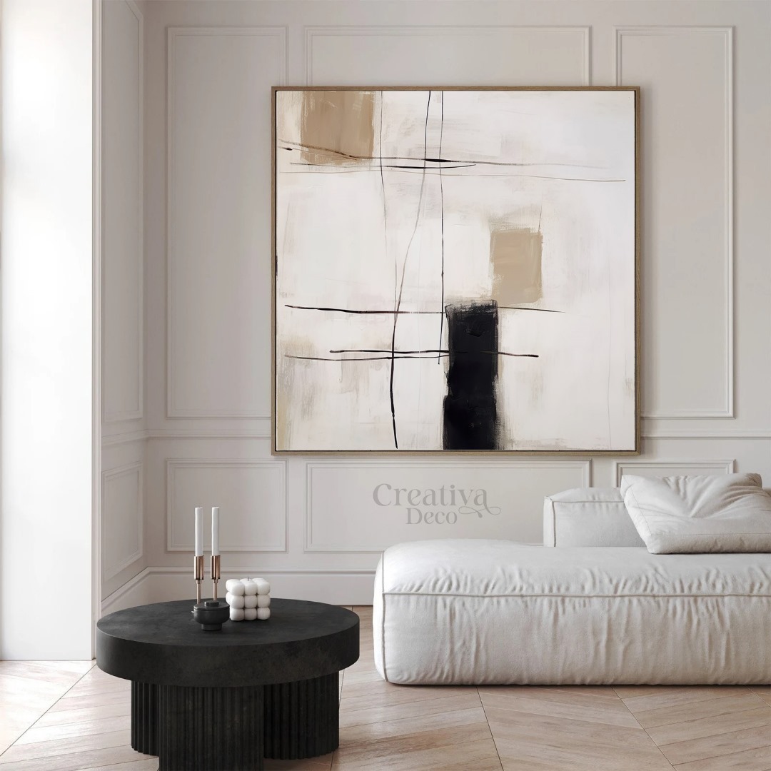 Art contemporain Noir & Beige 