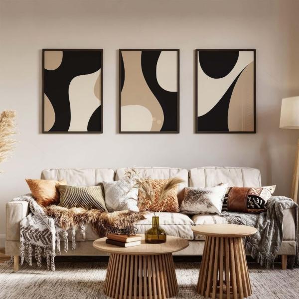 Vague Abstrait Beige Noir 