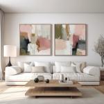 Douceur Rosée abstrait vert gris rose 
