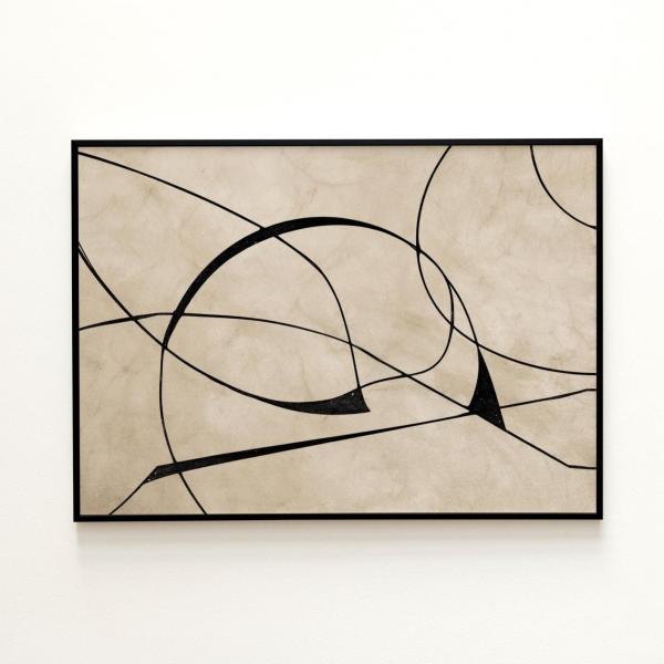 Abstrait au trait beige noir  