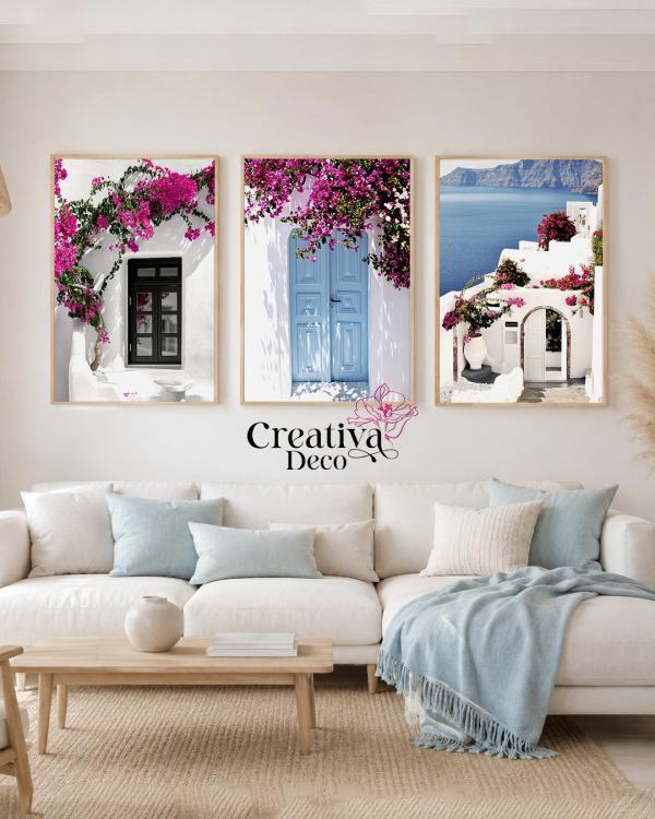 Santorini – Bougainvilliers & portes bleues plage 